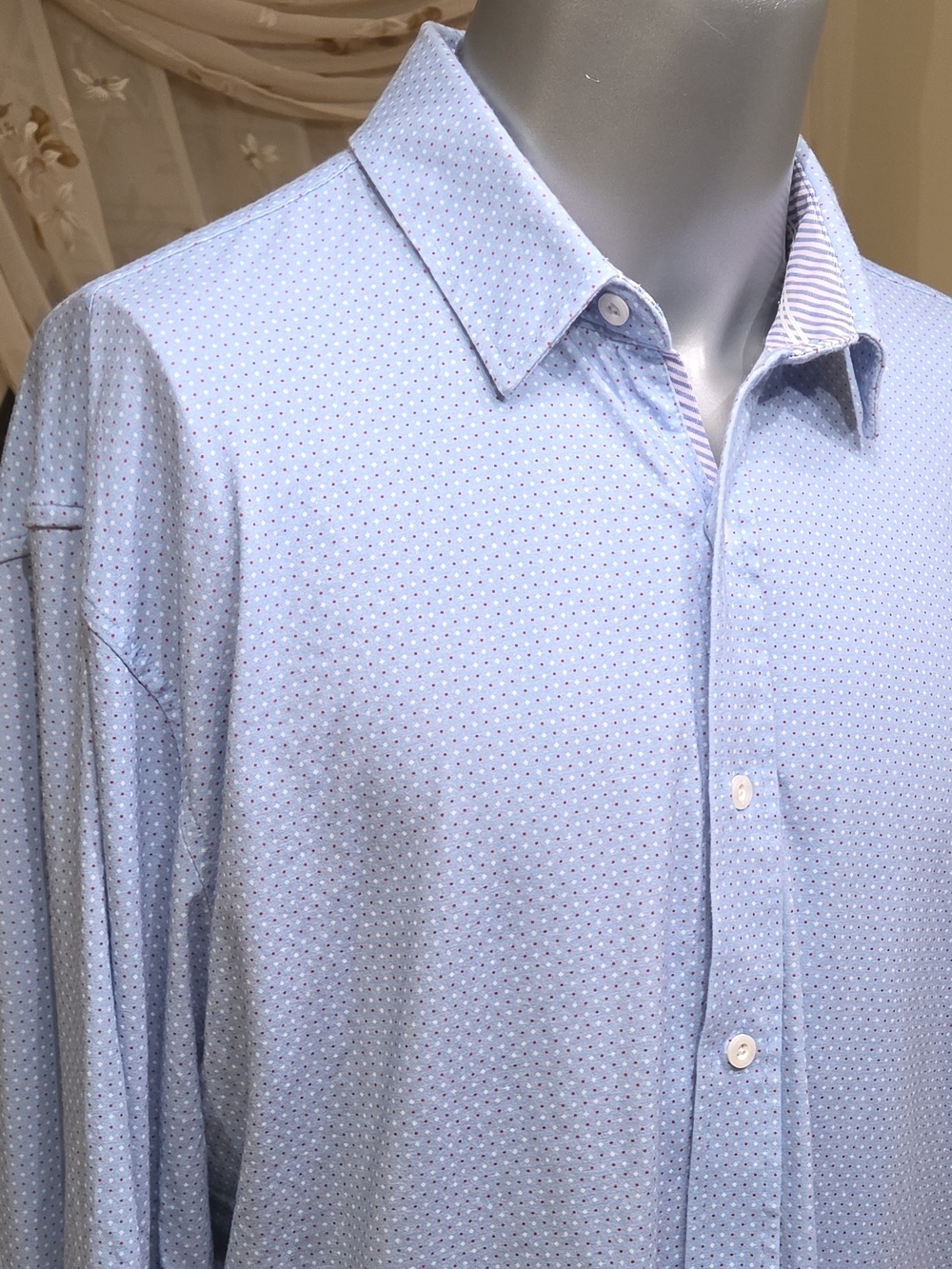 Butter Men's Sky Blue Microdot Dress Shirt